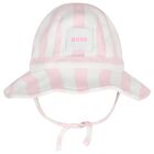 Baby Girls Pink & White Striped Hat, 1, hi-res