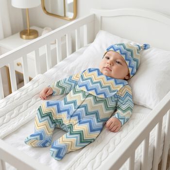 Blue & Yellow Zig Zag Babygrow Set