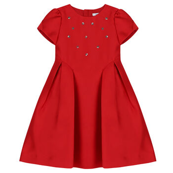 Girls Red Embellished Dress