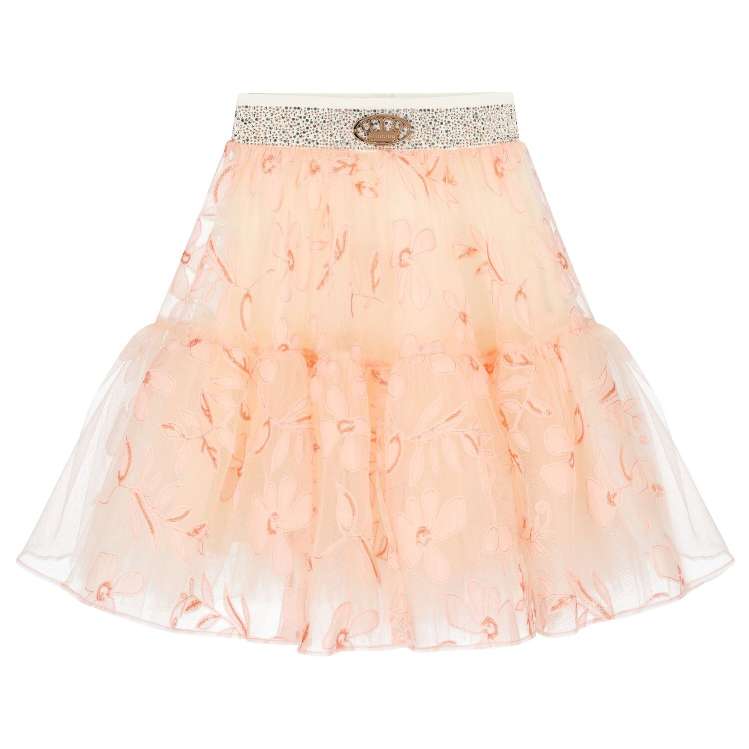 Girls Ivory & Pink Floral Skirt Set, 1, hi-res image number null