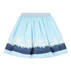 Girls Blue & White Broderie Anglaise Skirt Set, 2, hi-res