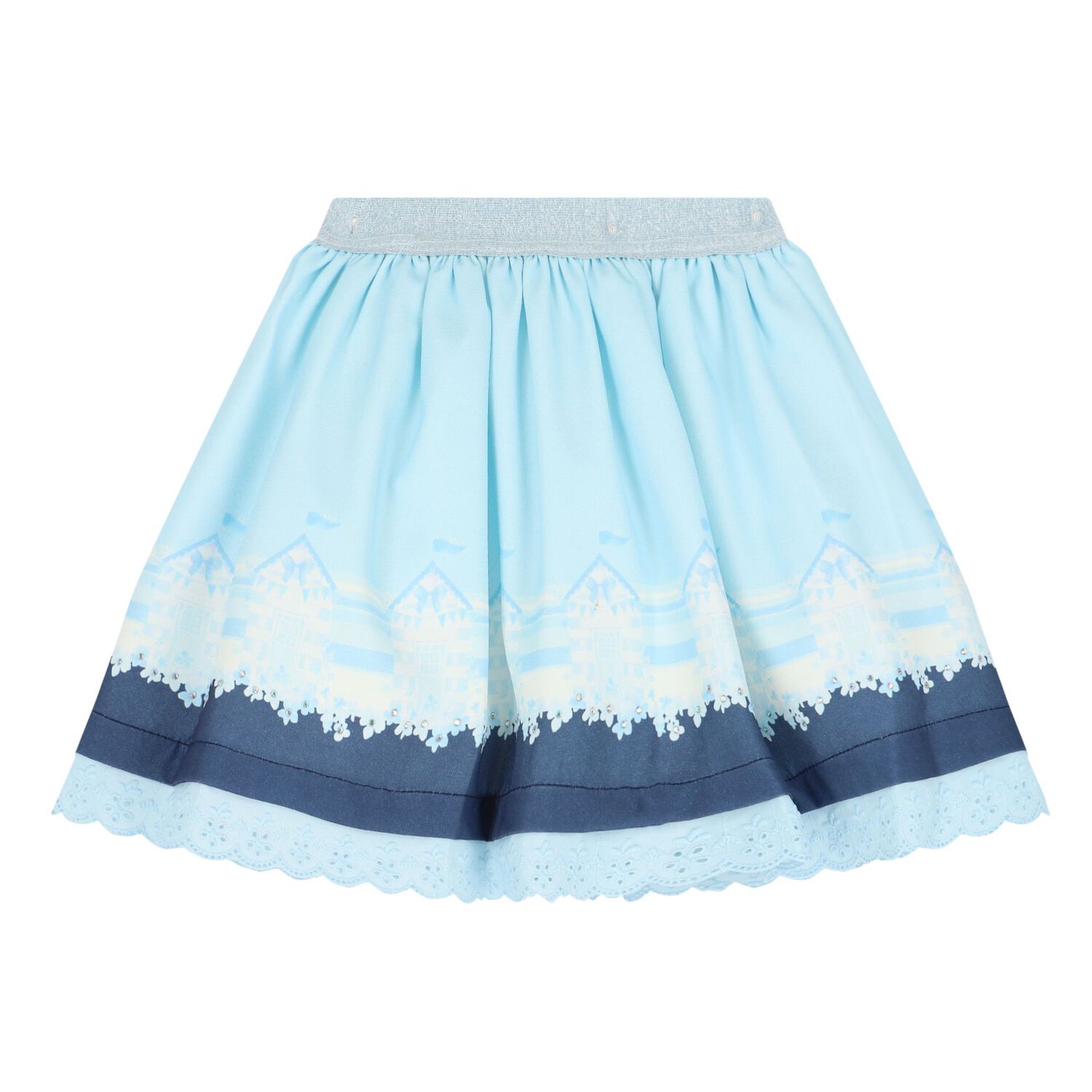 Girls Blue & White Broderie Anglaise Skirt Set, 2, hi-res image number null