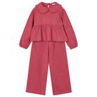 طقم بنطلون للبنات باللون الوردى , 1, hi-res