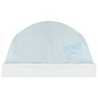 طقم هدايا ملابس أولاد باللونين الأزرق والعاجي بشعار العلامة التجارية, 2, hi-res