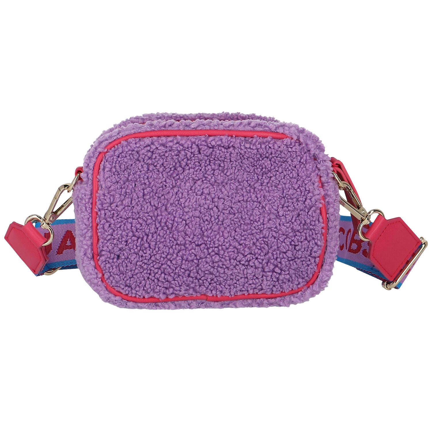 Girls Purple Logo Shearling Shoulder Bag, 1, hi-res