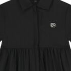 Girls Black Logo Tiered Mesh Dress, 1, hi-res