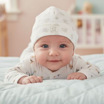 Baby Boys White & Grey Logo Hat
