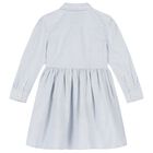 فستان قميص مخطط باللون  أزرق للبنات, 1, hi-res