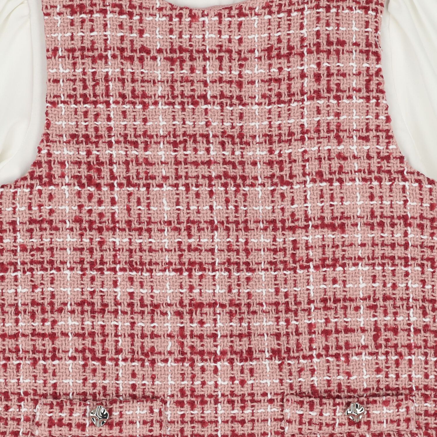 Girls White & Pink Pinafore Dress, 2, hi-res