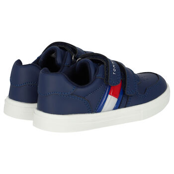 Boys Navy Logo Trainers