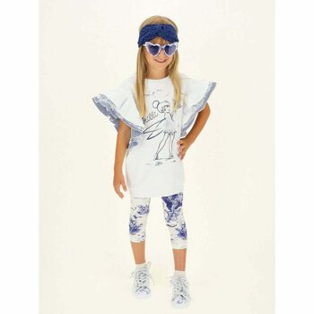 Girls White & Blue Tinker Bell Jumper Dress