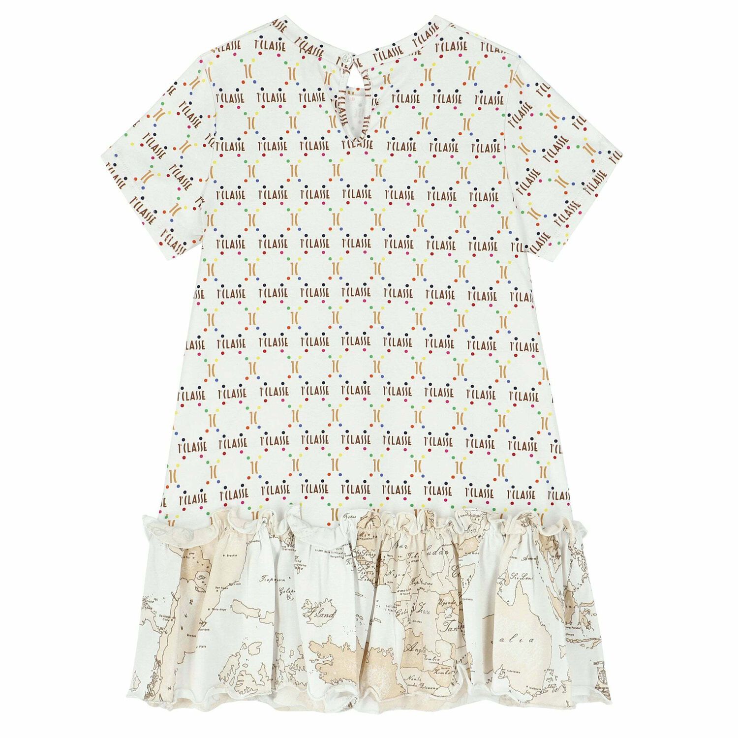 فستان بالشعار باللون الابيض للبنات, 1, hi-res