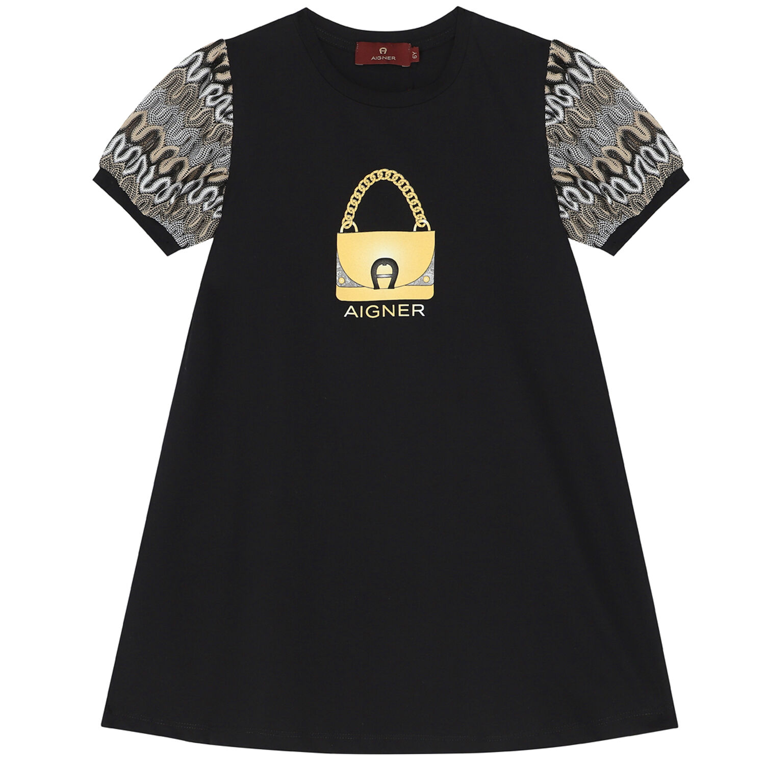 Girls Black Logo Bag Dress, 2, hi-res image number null
