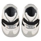Baby Boys White & Grey Pre-Walker Trainers, 1, hi-res