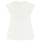 Girls White Boke Flower Logo Dress, 1, hi-res