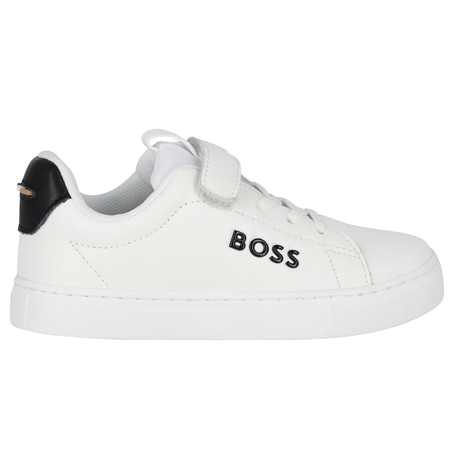 Boys White Logo Trainers, 2, hi-res