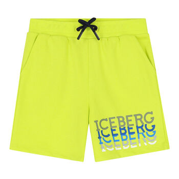 Younger Boys Neon Green Logo Shorts