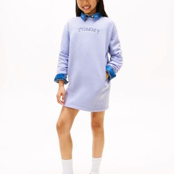 Girls Blue Floral Logo Sweatshirt Dress