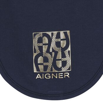 Baby Boys Navy Blue & Gold Bib