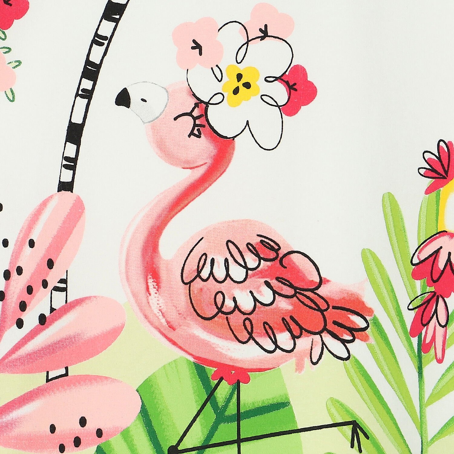 Younger Girls Ivory Graphic Dress, 1, hi-res