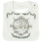 طقم هدية قماط ومريلة مزخرفة باللون العاجى والأزرق, 1, hi-res