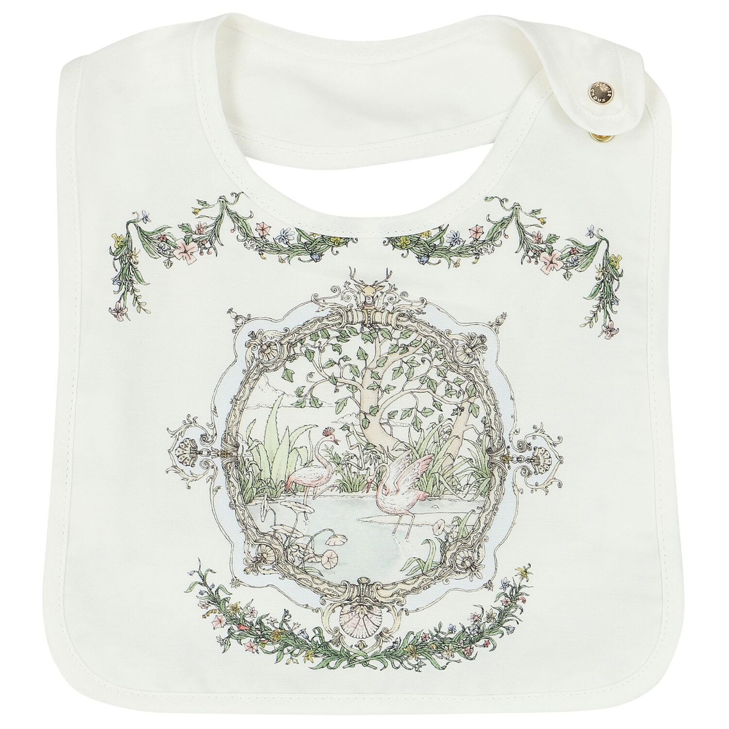 طقم هدية قماط ومريلة مزخرفة باللون العاجى والأزرق, 1, hi-res image number null