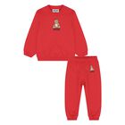 Younger Red Teddy Bear Logo Tracksuit, 4, hi-res