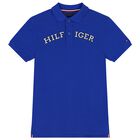 تيشيرت بولو أولاد بالشعار باللون الأزرق, 1, hi-res