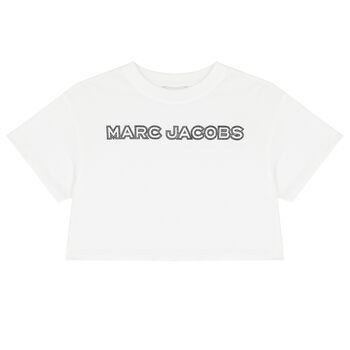 Girls White Logo Rhinestones T-Shirt