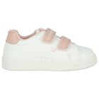 Girls White & Pink Logo Trainers, 1, hi-res
