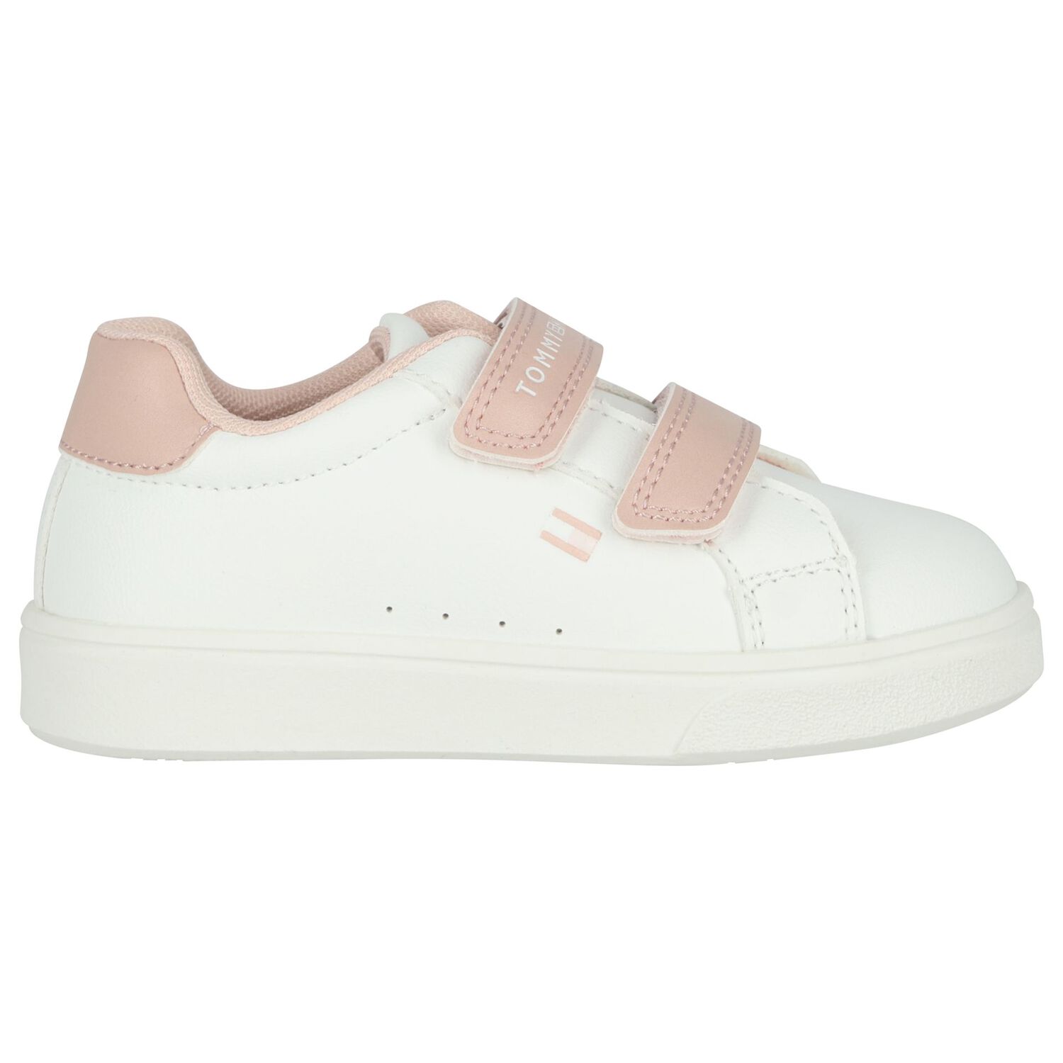 Girls White & Pink Logo Trainers, 1, hi-res