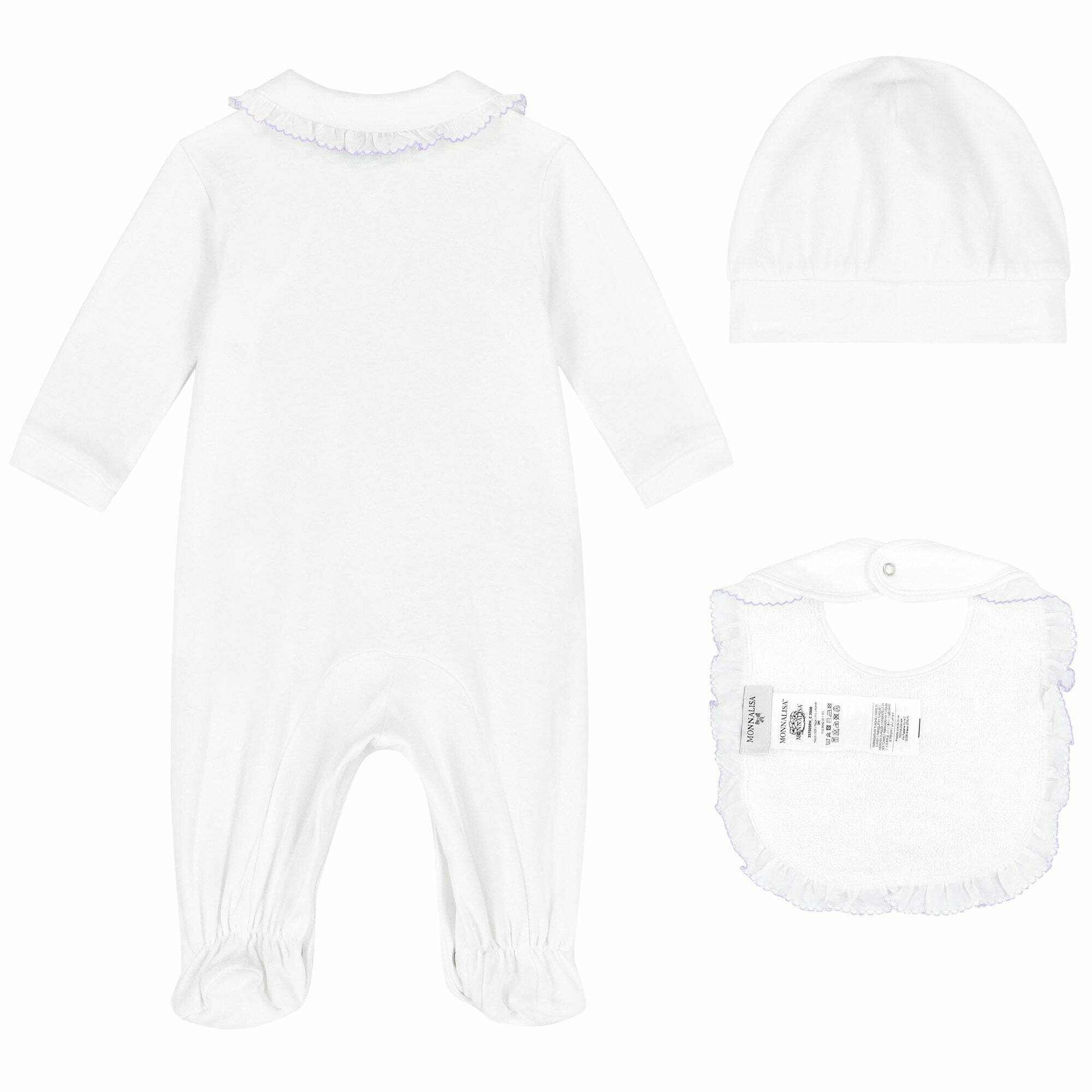 Monnalisa Baby Girls White Babygrow Set Junior Couture UAE