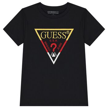 Guess تيشيرت أولاد بالشعار باللون الأسود, 3 تيشيرت أولاد بالشعار باللون الأسود