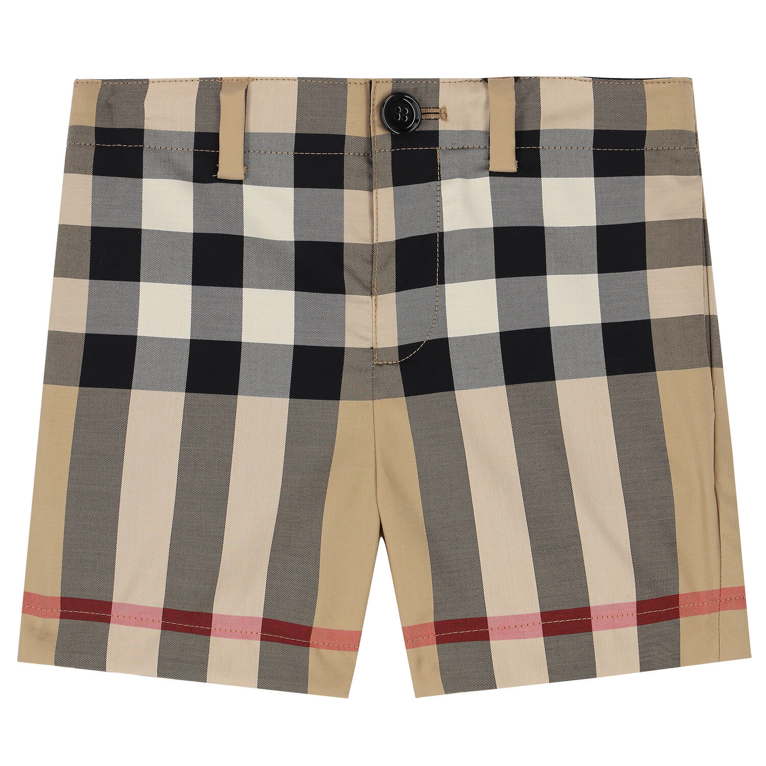 Younger Boys Beige Checkered Shorts, 1, hi-res