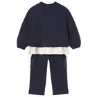 Younger Girls Navy Blue Teddy Bear Tracksuit, 1, hi-res