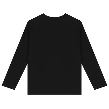 Boys Black Logo Long Sleeve Top