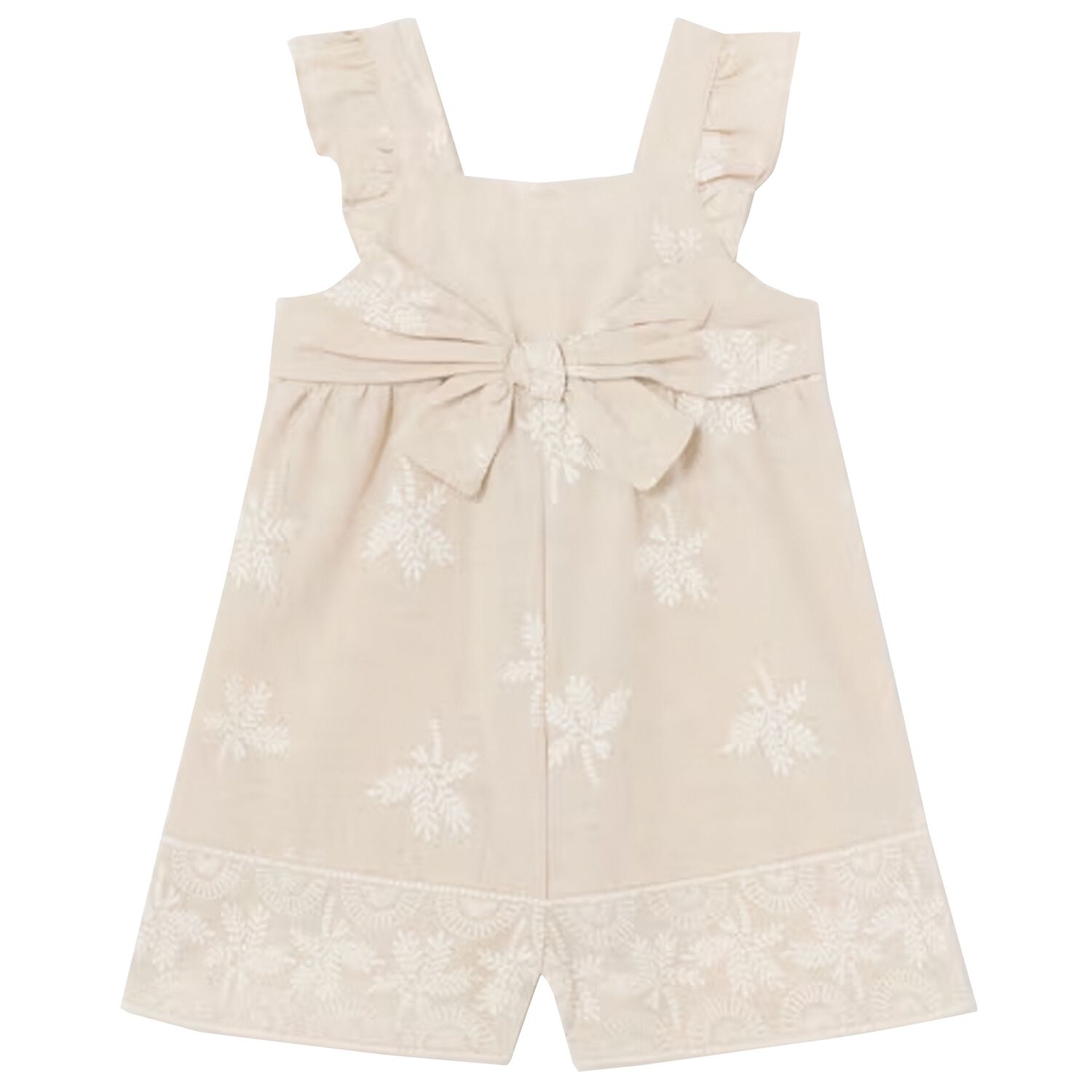Younger Girls Beige Palm Tree Playsuit, 1, hi-res