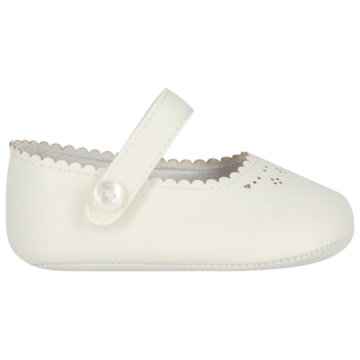 Baby Girls Ivory Leather Pre Walker Shoes, 1, hi-res