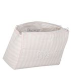 Baby Girls White & Pink Striped Wash Bag, 3, hi-res