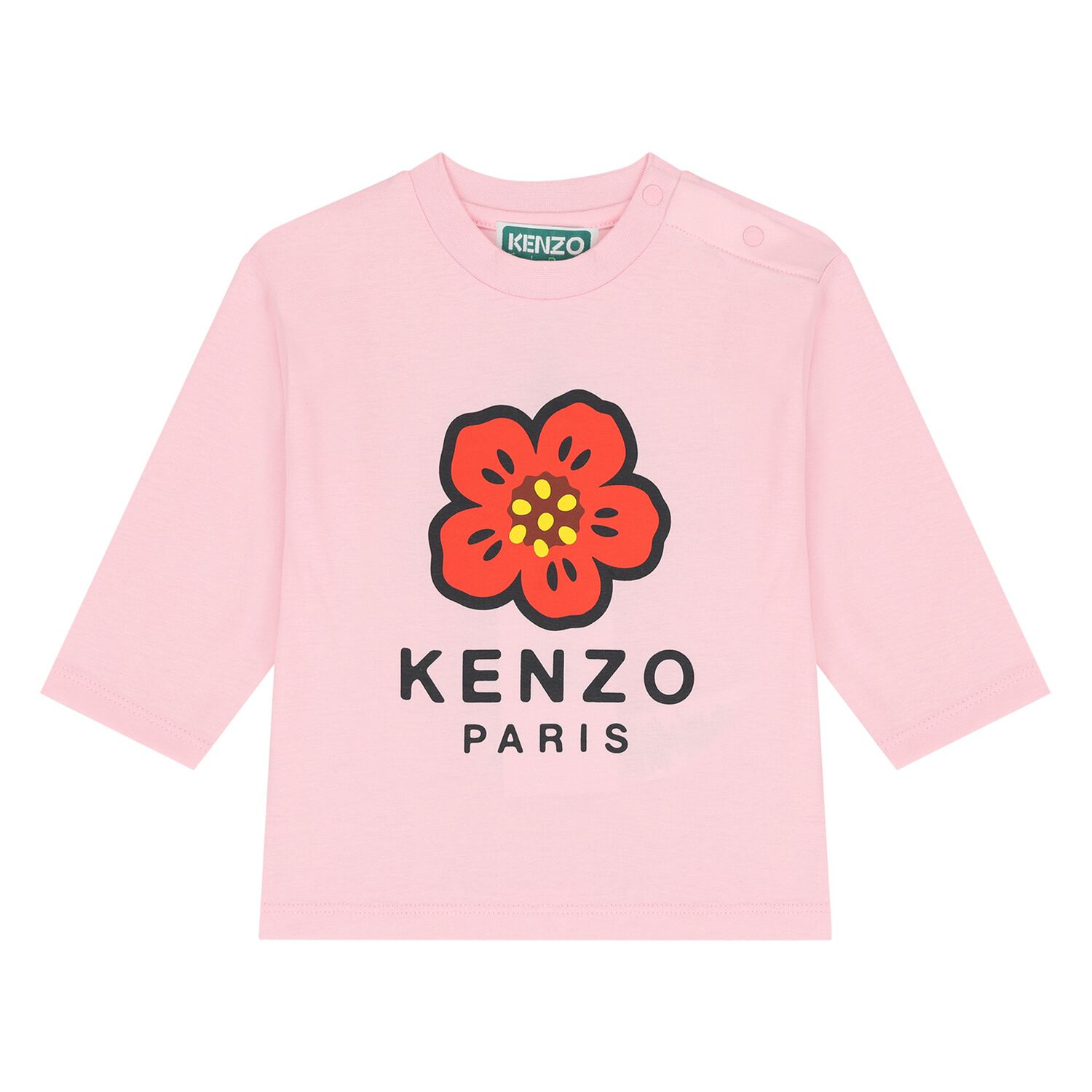 Younger Girls Pink Boke Flower Long Sleeve Top , 1, hi-res