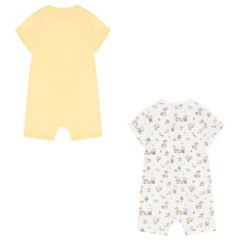 Baby Boys White & Yellow Rompers ( 2-Pack )