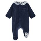Baby Boys Navy Blue & Ivory Toile De Jouy Babygrow, 1, hi-res
