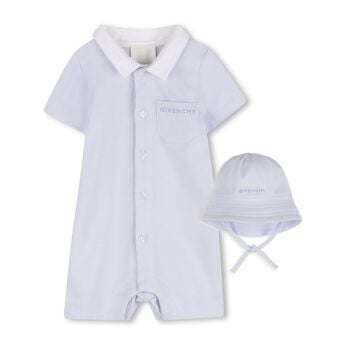 Baby Boys Blue Logo Romper Set