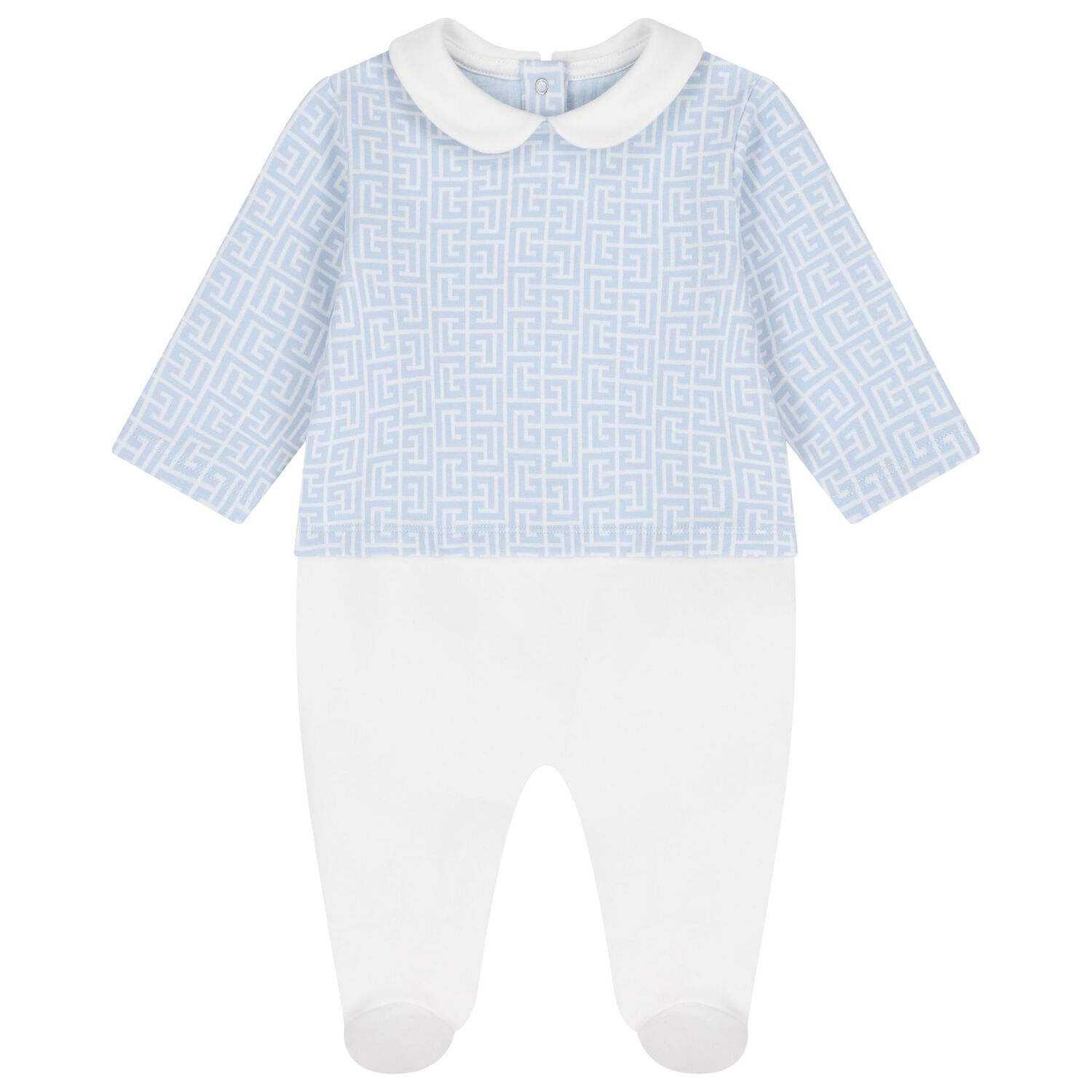 طقم هدايا أفرول أولاد بالشعار باللون الأزرق والأبيض, 1, hi-res