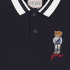Boys Navy Blue Teddy Bear Polo Shirt, 2, hi-res