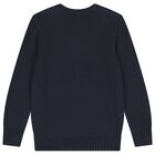 Boys Navy Blue Polo Bear Logo Knitted Sweatshirt, 1, hi-res