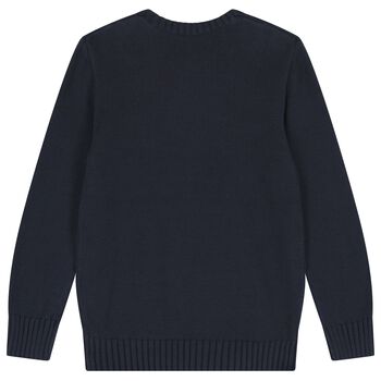 سويت شيرت محبوك للأولاد باللون الأزرق الداكن بشعار بولو بير