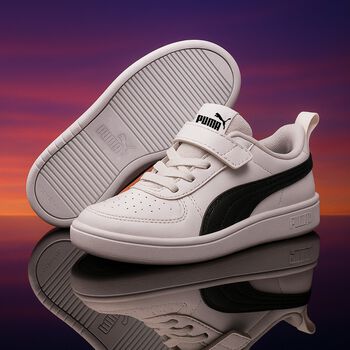 White & Black Rickie Velcro Trainers