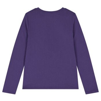 Girls Purple Polo Bear Long Sleeve Top