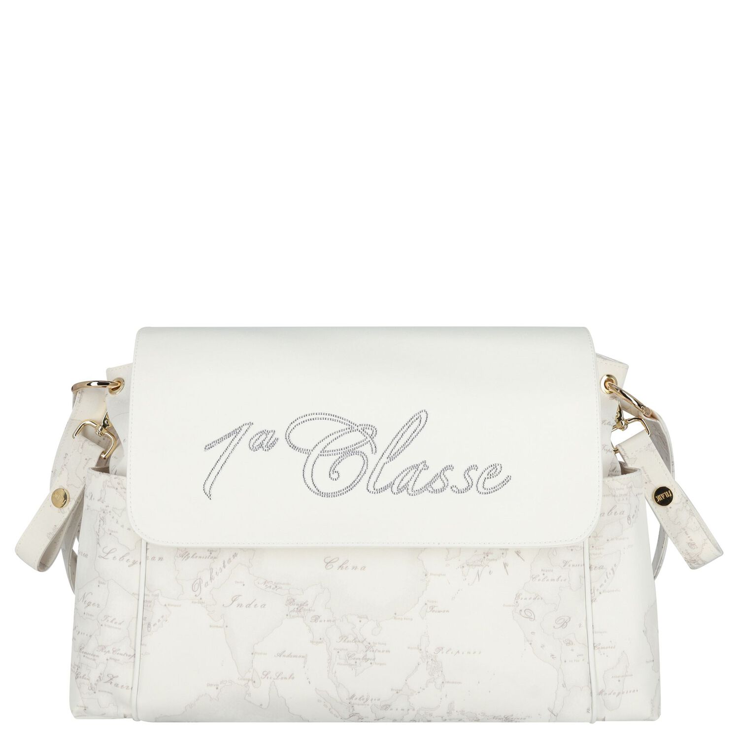 Baby Girls Ivory & Beige Geo Map Baby Changing Bag, 1, hi-res